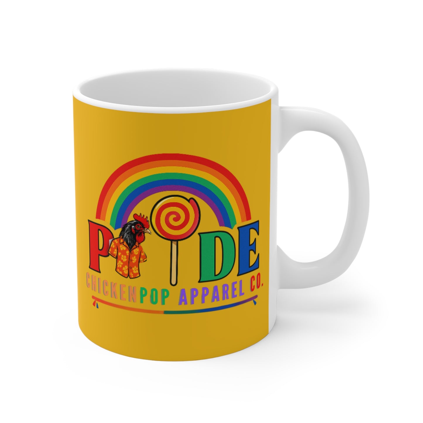 ChickenPop Pride Mug – Rainbow Coffee Mug with Bold Color Design | LGBTQ+ 11oz Ceramic Cup