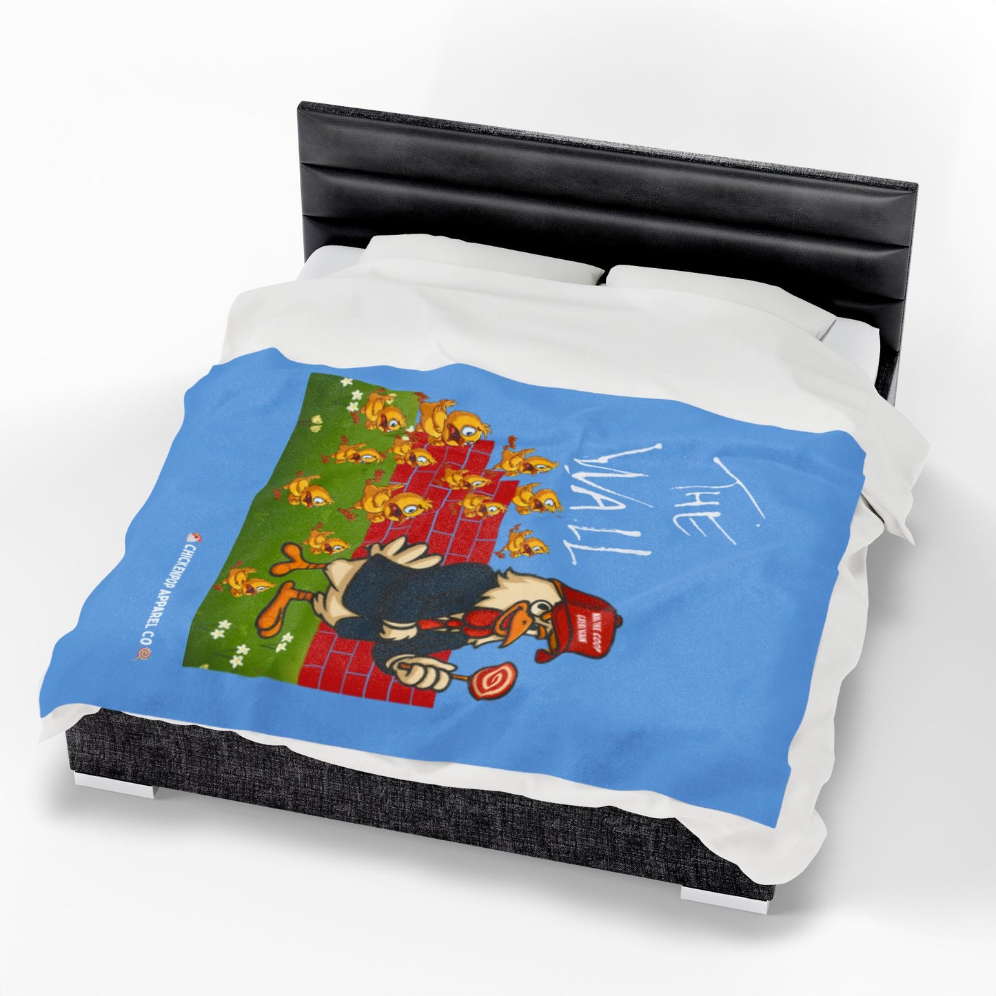 Another Chick Thru The Wall Velveteen Blanket – Funny Political Chicken Throw | Soft, L Satire Blanket for Couch, Bed, or Statement Decor