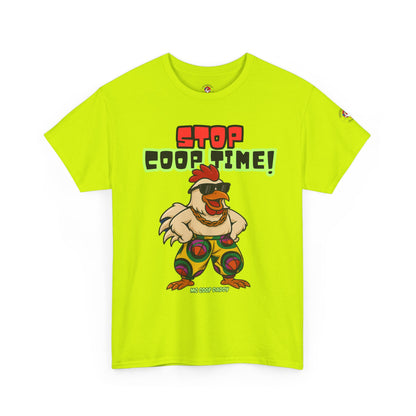 Stop COOP TIME! Funny Chicken T-Shirt – MC Coop Daddy 90s Hip Hop Parody Tee | Unisex Heavy Cotton | ChickenPop Apparel