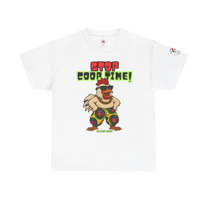 Stop COOP TIME! Funny Chicken T-Shirt – MC Coop Daddy 90s Hip Hop Parody Tee | Unisex Heavy Cotton | ChickenPop Apparel