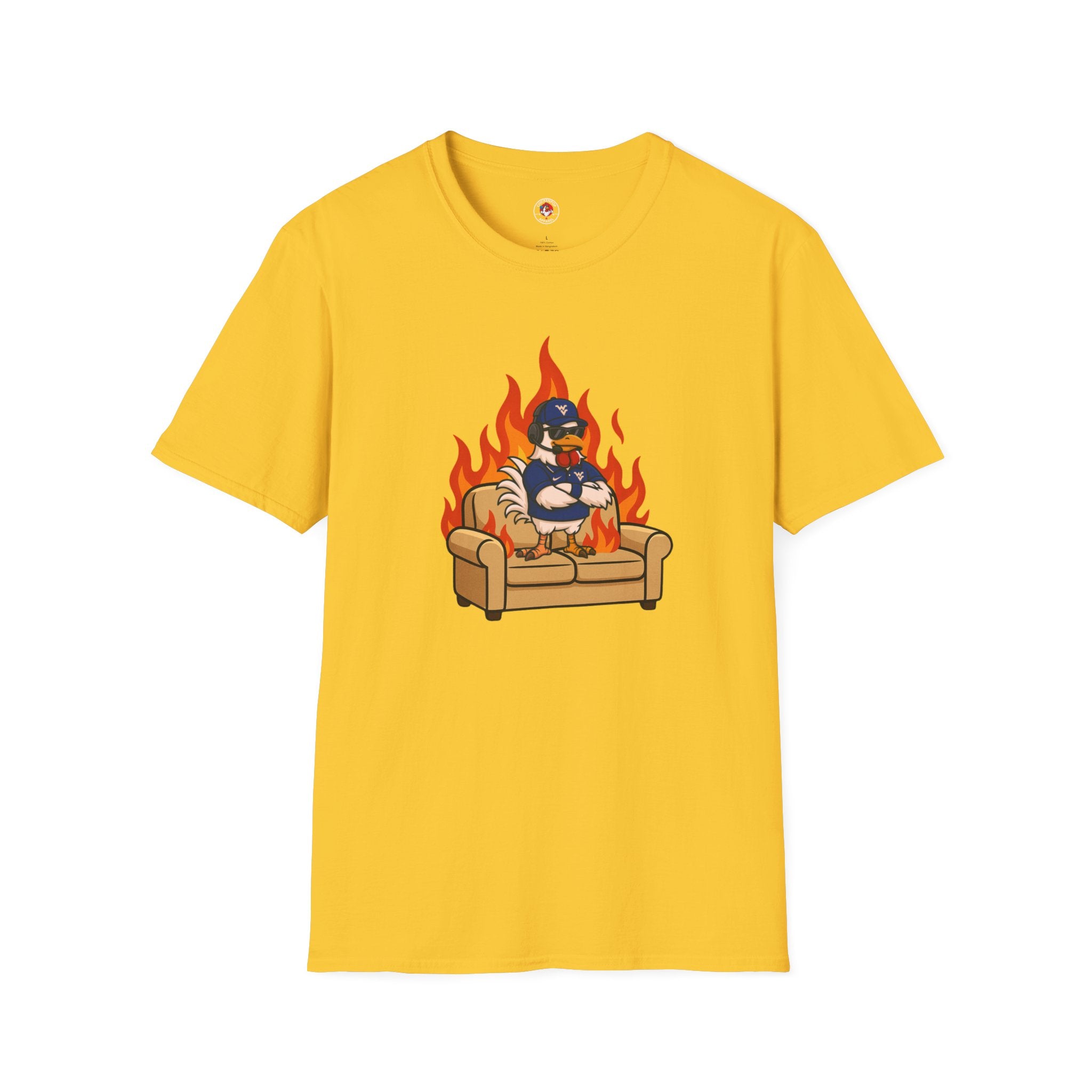 Big Rich Energy Couch Burning Shirt | Funny WVU Mountaineers Football Coach Tee | Morgantown Tradition Apparel