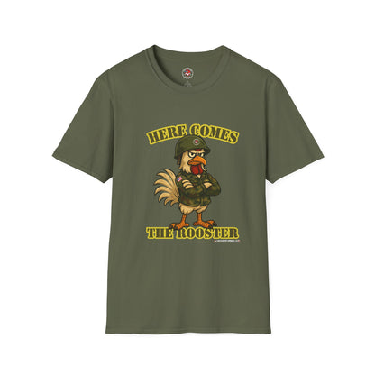 Here Comes the Rooster Music  Graphic Tee with Front & Back Print Unisex Rock T-Shirt