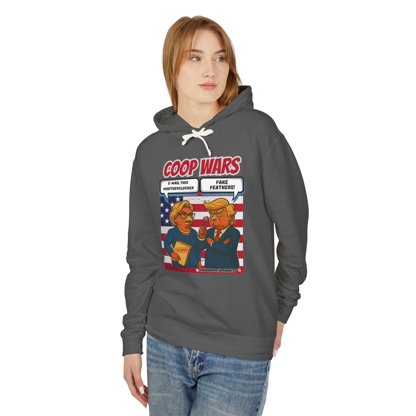 Coop Wars Hoodie – Funny Political Graphic Pullover | Unisex Relaxed Fit | Ethically Made & OEKO-TEX Certified Streetwear
