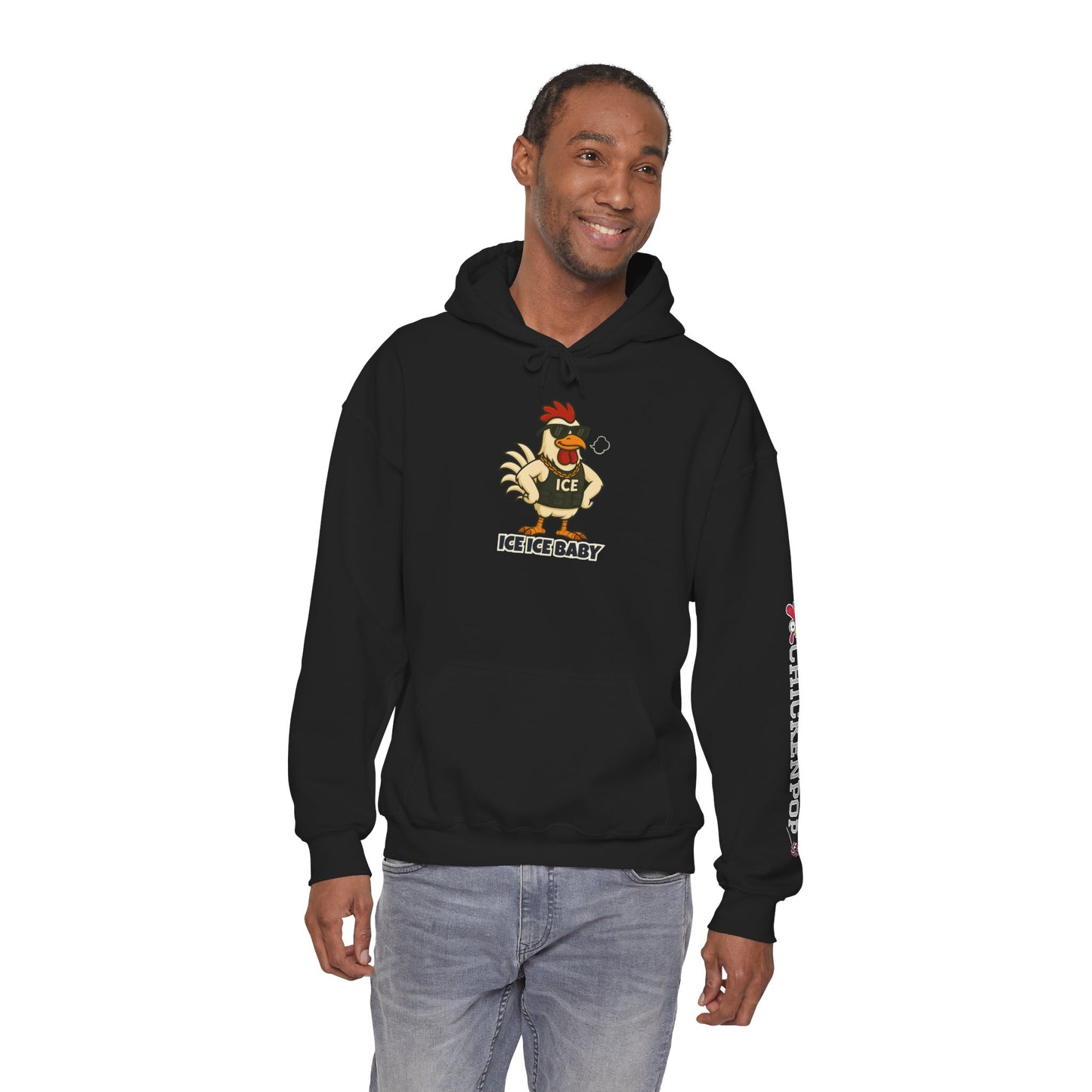 🧊 ICE ICE BABY Funky Chicken Agent Hoodie – Coop Daddy Parody Hoodie for Music & Poultry Fans