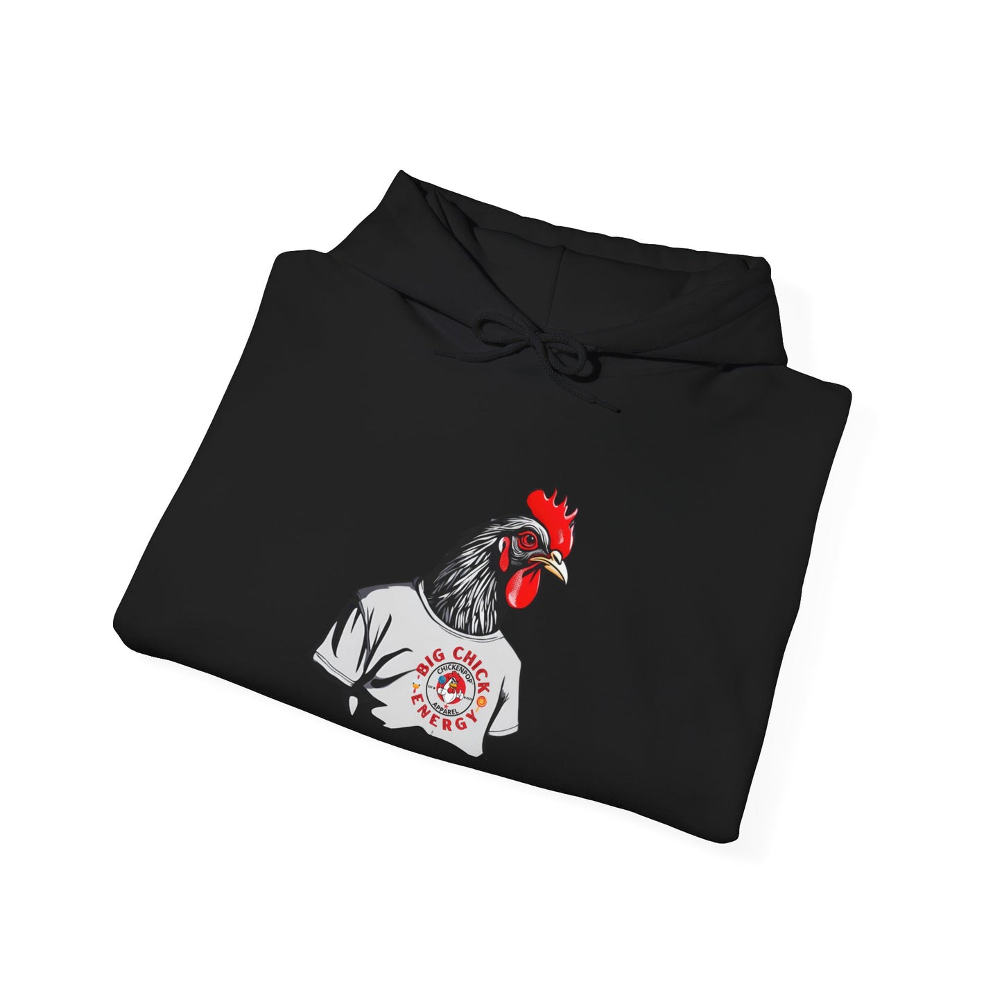 Big Chick Energy Giant Rooster Logo Unisex Hoodie - ChickenPop Arm Logo Edition