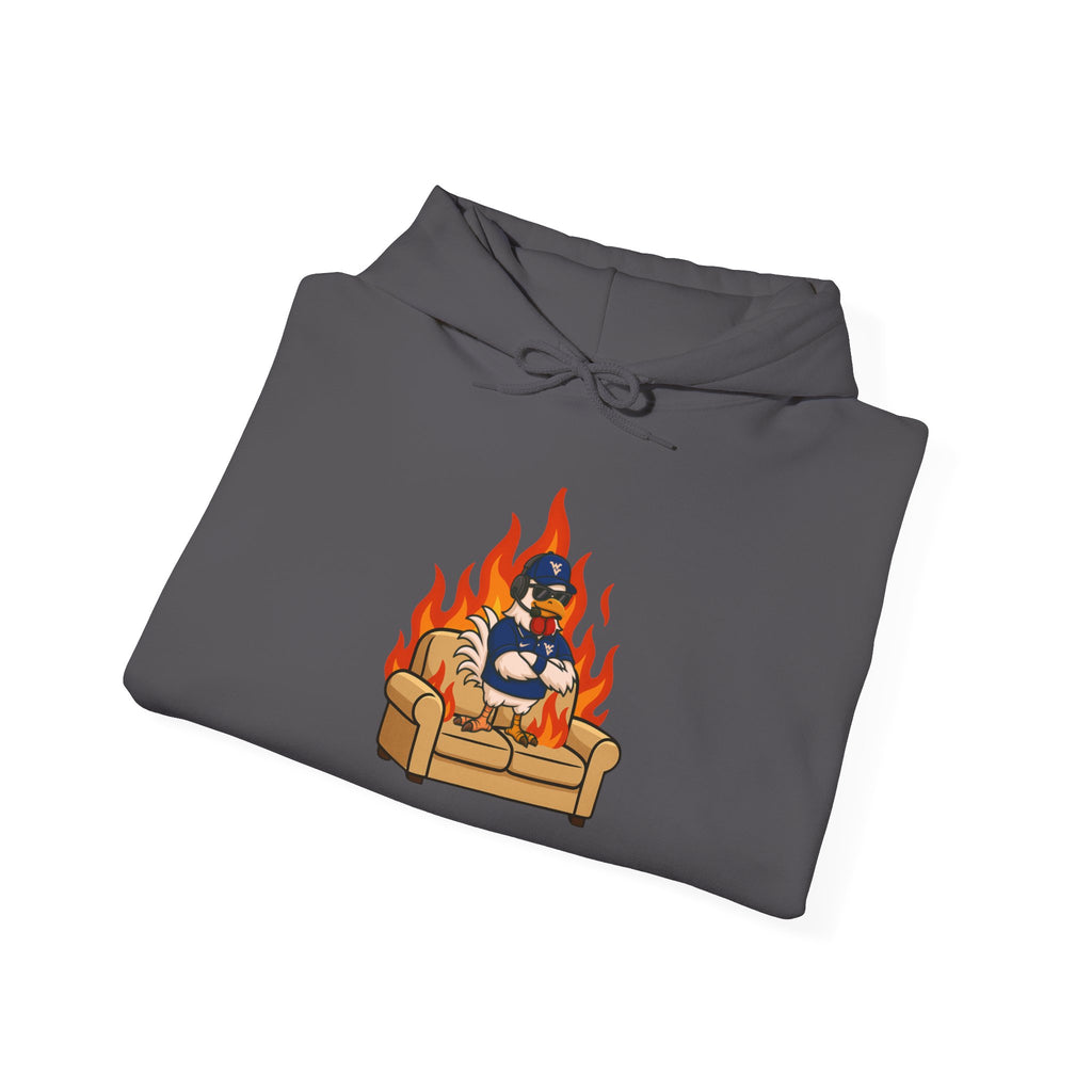 Big Rich Energy Couch Burning Shirt | Funny WVU Mountaineers Football Coach Hoodie | Morgantown Tradition Apparel
