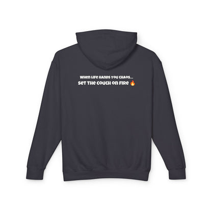 Big Rich Energy Burning Couch Hoodie – Chaos Quote 🔥FREE SHIPPING🔥