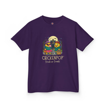 Trick or Treat Kids Halloween Tee | ChickenPop Lil’ Cluckers Sunny & Scramble Halloween Shirt