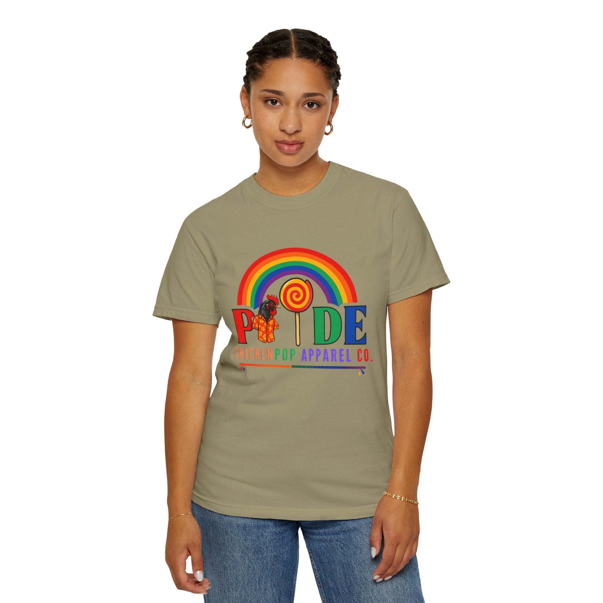 Pride Rainbow Lollipop T-Shirt — "PRIDE" ChickenPop Apparel Co. Graphic Tee