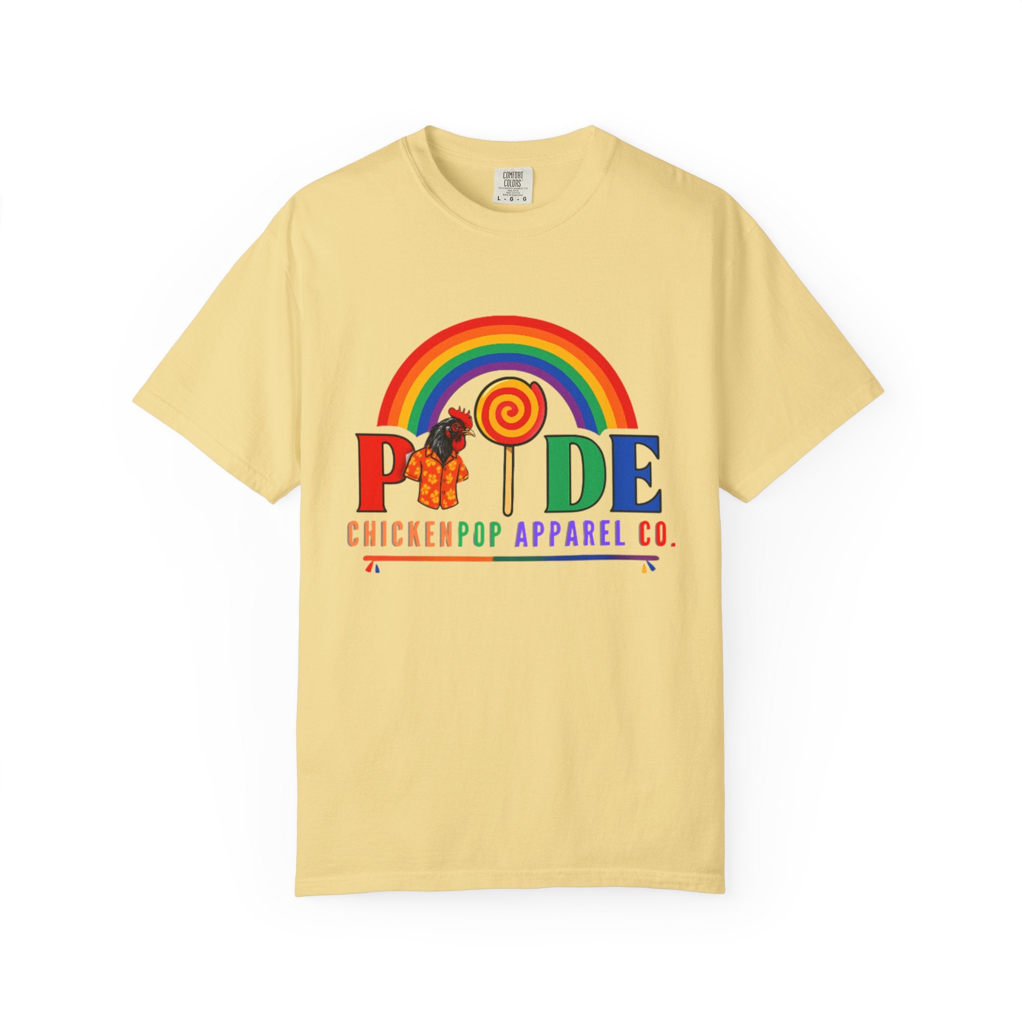 Pride Rainbow Lollipop T-Shirt — "PRIDE" ChickenPop Apparel Co. Graphic Tee
