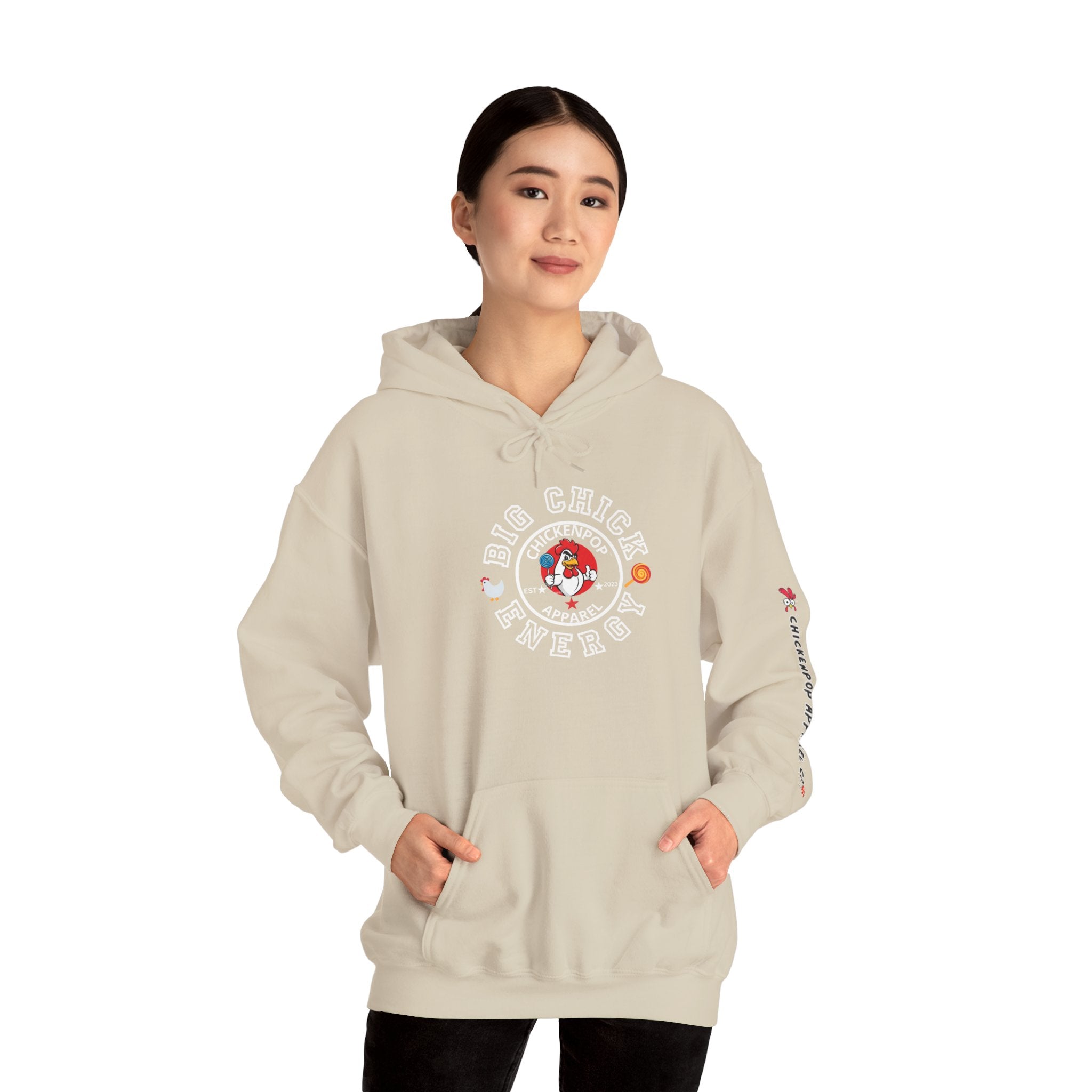 Big Chick Energy Unisex Hoodie — ChickenPop Apparel Logo Sweatshirt