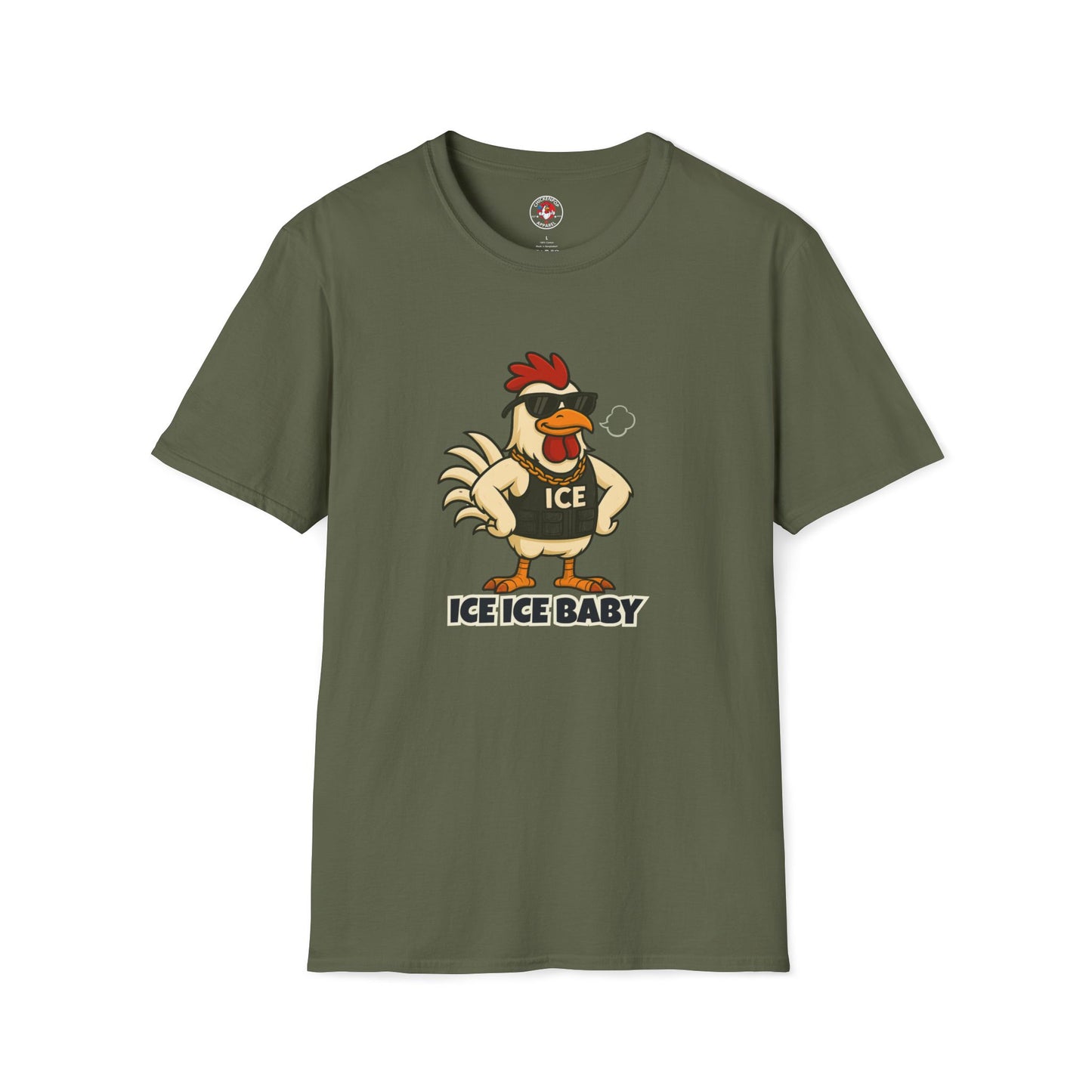 🧊 ICE ICE BABY Funky Chicken Agent T-Shirt – Coop Daddy Parody Tee for Music & Poultry Fans