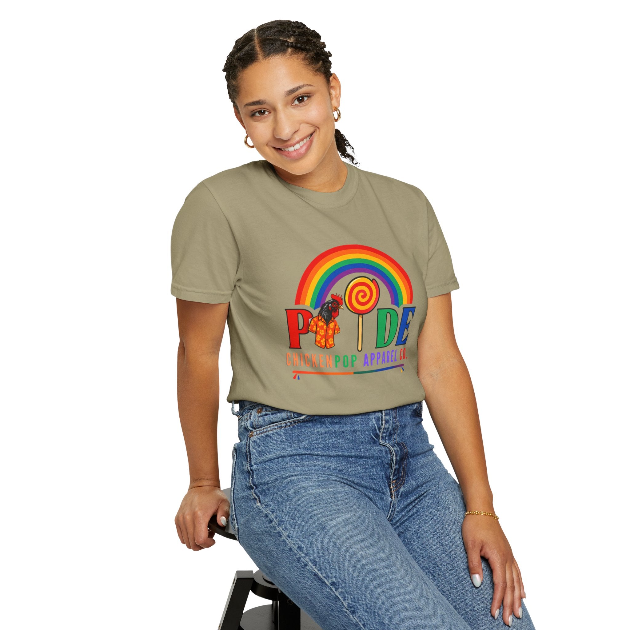 Pride Rainbow Lollipop T-Shirt — "PRIDE" ChickenPop Apparel Co. Graphic Tee