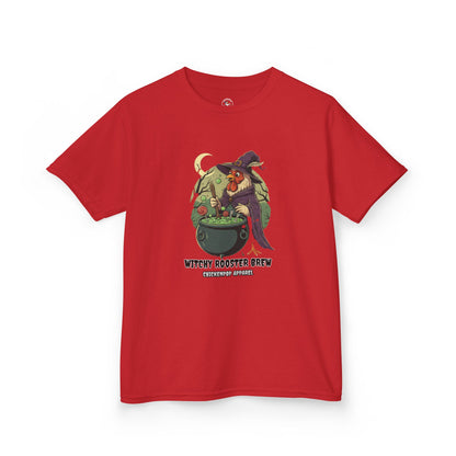 Witchy Rooster Brew T-Shirt: Funny Chicken Halloween Shirt | Lil' Cluckers Witch Costume Apparel