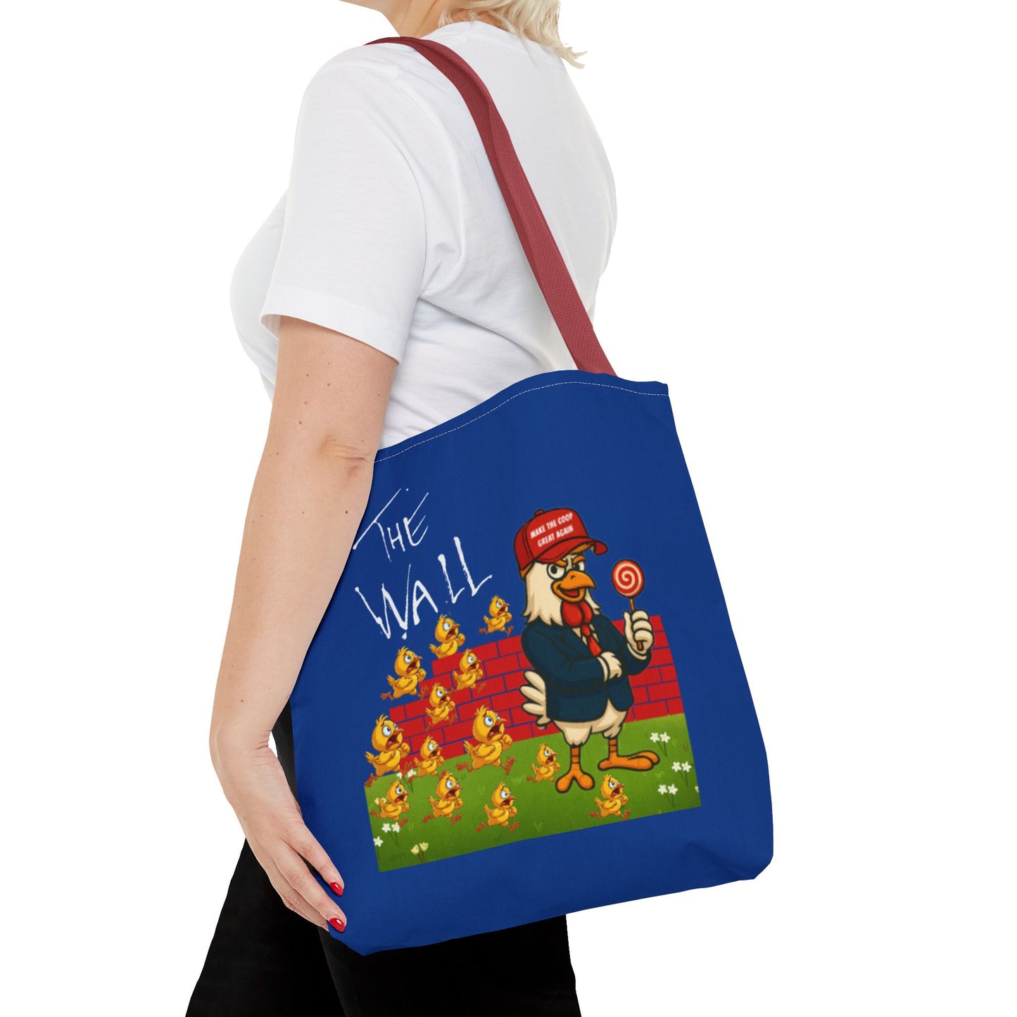 Another Chick Thru The Wall Tote Bag – Funny Political Chicken Graphic | Durable Eco-Friendly Canvas Shopper for Everyday Use