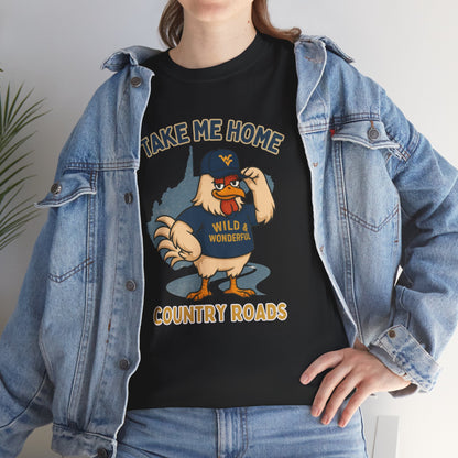 Take Me Home Country Roads WV Coop Daddy Tee – Funny West Virginia Rooster Shirt