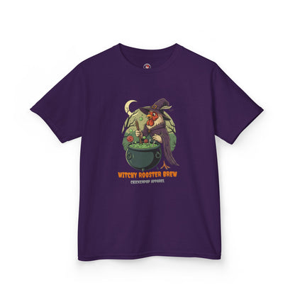 Witchy Rooster Brew T-Shirt: Funny Chicken Halloween Shirt | Lil' Cluckers Witch Costume Apparel