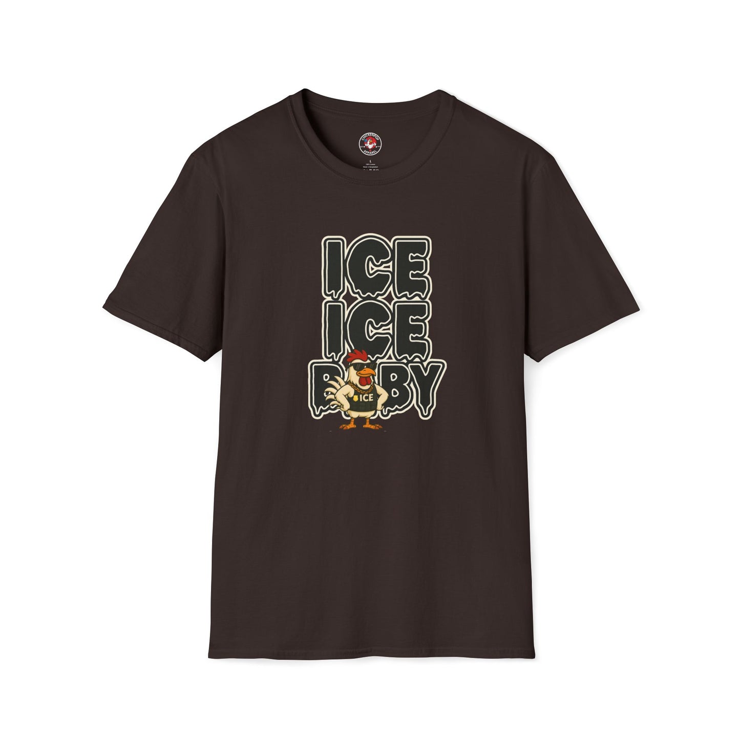 🧊 ICE ICE BABY Funny Chicken T-Shirt – Coop Daddy Parody Tee for Music & Poultry Fans