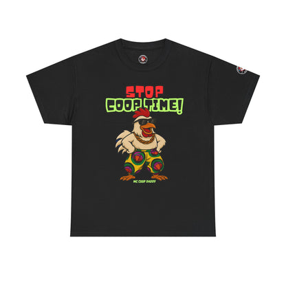 Stop COOP TIME! Funny Chicken T-Shirt – MC Coop Daddy 90s Hip Hop Parody Tee | Unisex Heavy Cotton | ChickenPop Apparel