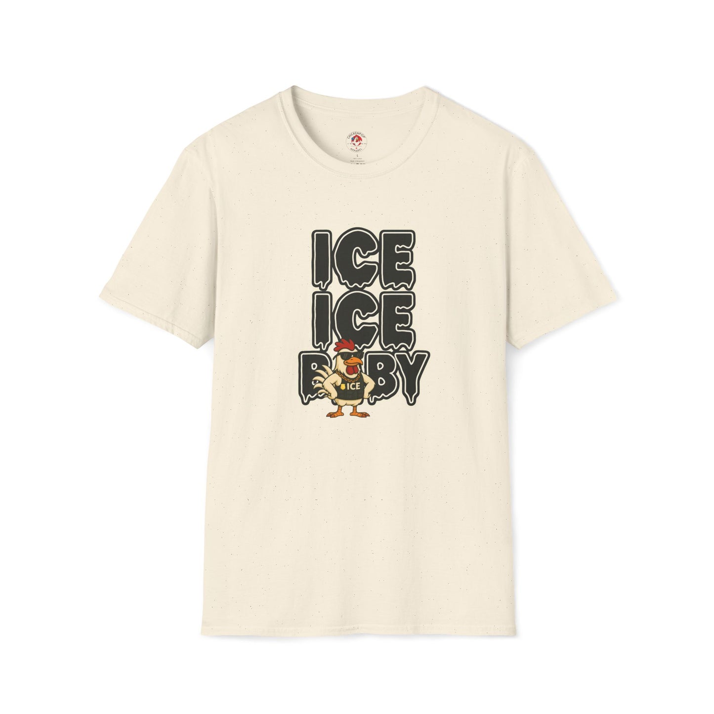 🧊 ICE ICE BABY Funny Chicken T-Shirt – Coop Daddy Parody Tee for Music & Poultry Fans