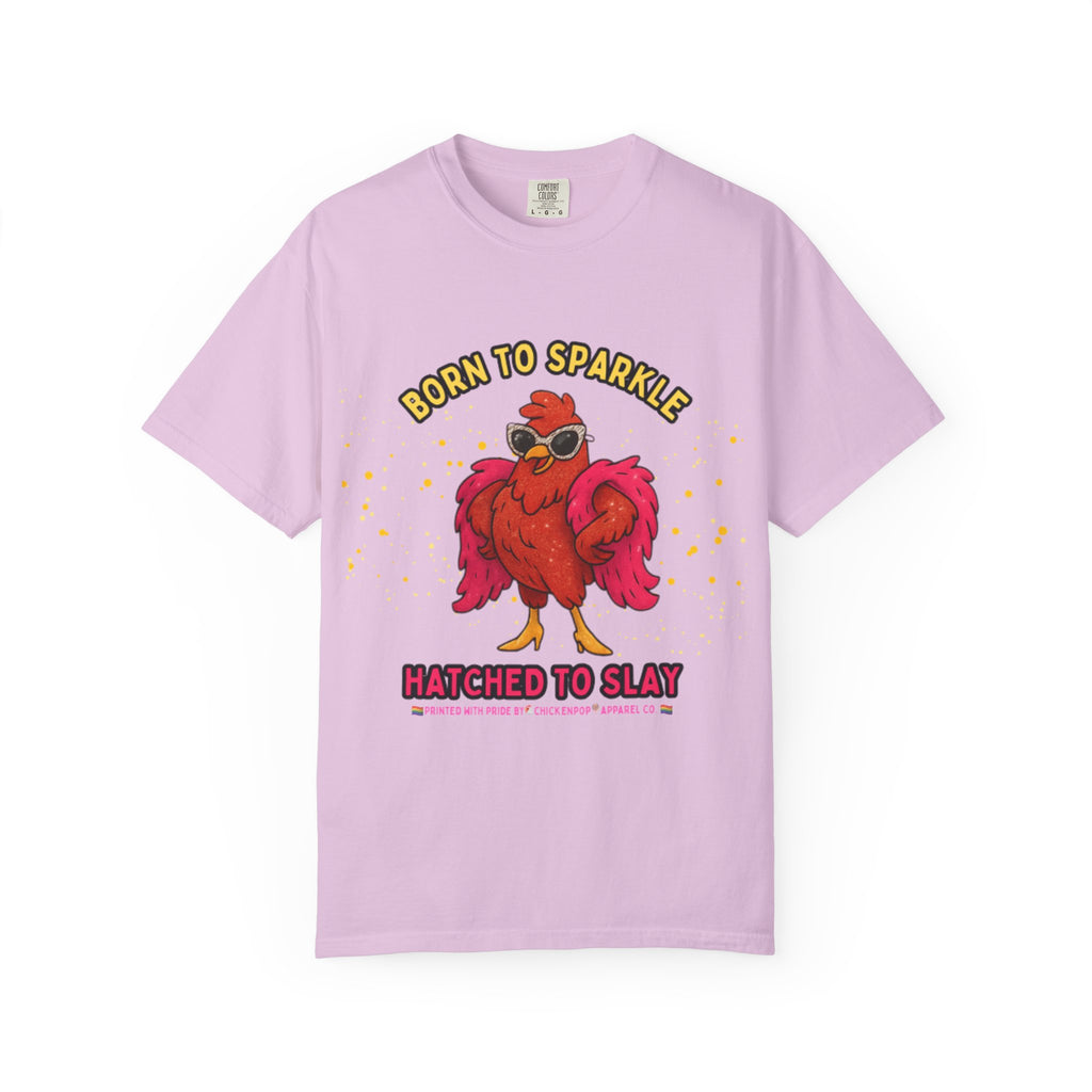 Pride LGBTQ Born to Sparkle Rooster T-Shirt — Hatched to Slay Graphic Tee