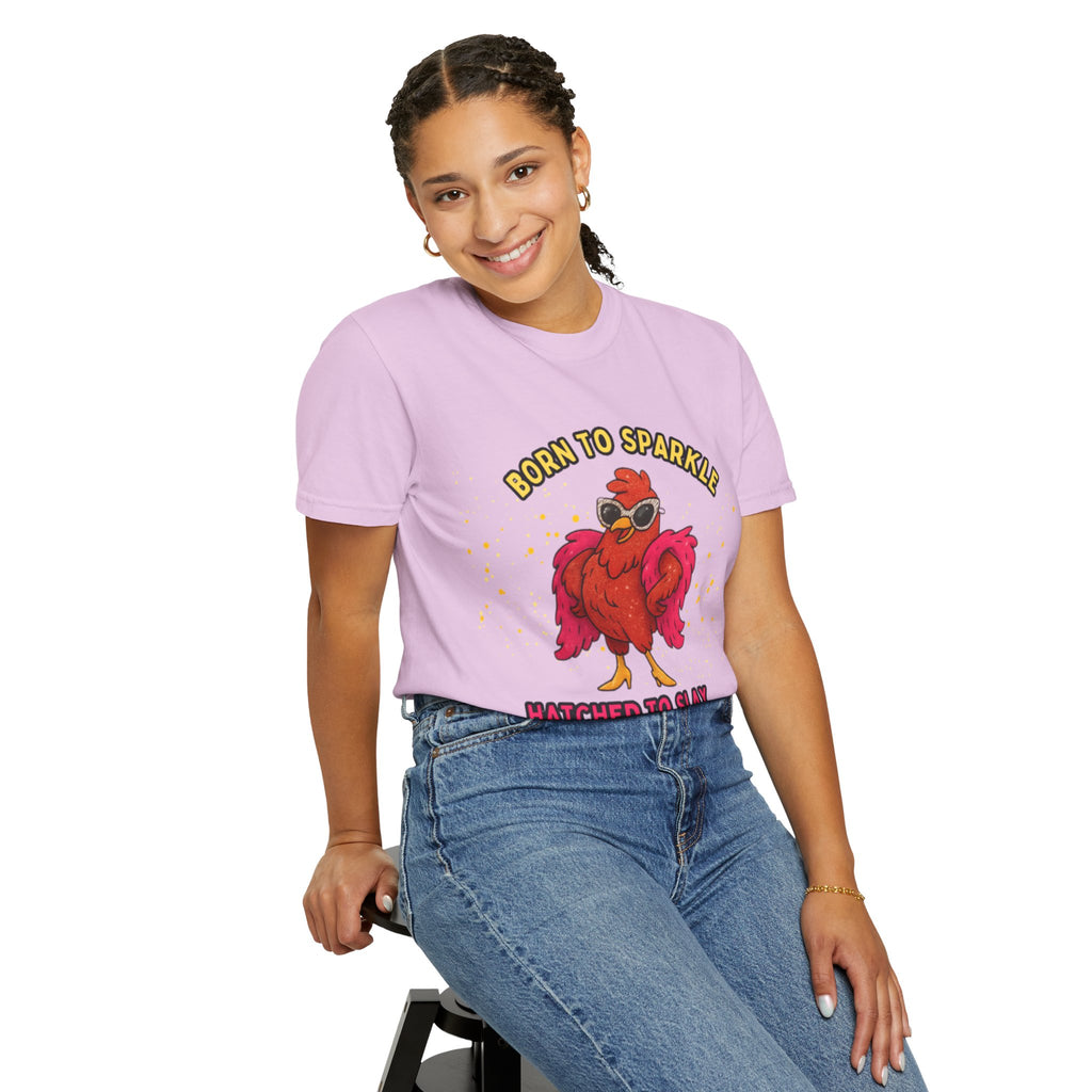 Pride LGBTQ Born to Sparkle Rooster T-Shirt — Hatched to Slay Graphic Tee