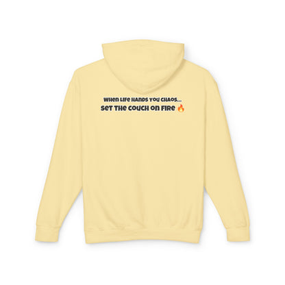 Big Rich Energy Burning Couch Hoodie – Chaos Quote 🔥FREE SHIPPING🔥