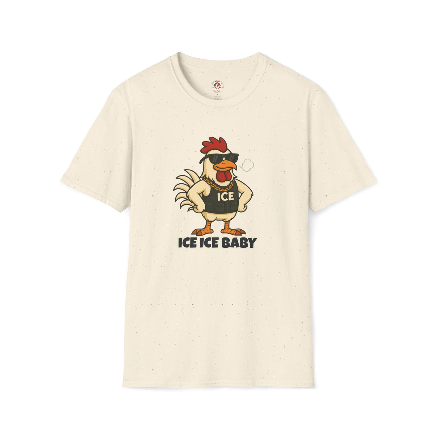 🧊 ICE ICE BABY Funky Chicken Agent T-Shirt – Coop Daddy Parody Tee for Music & Poultry Fans