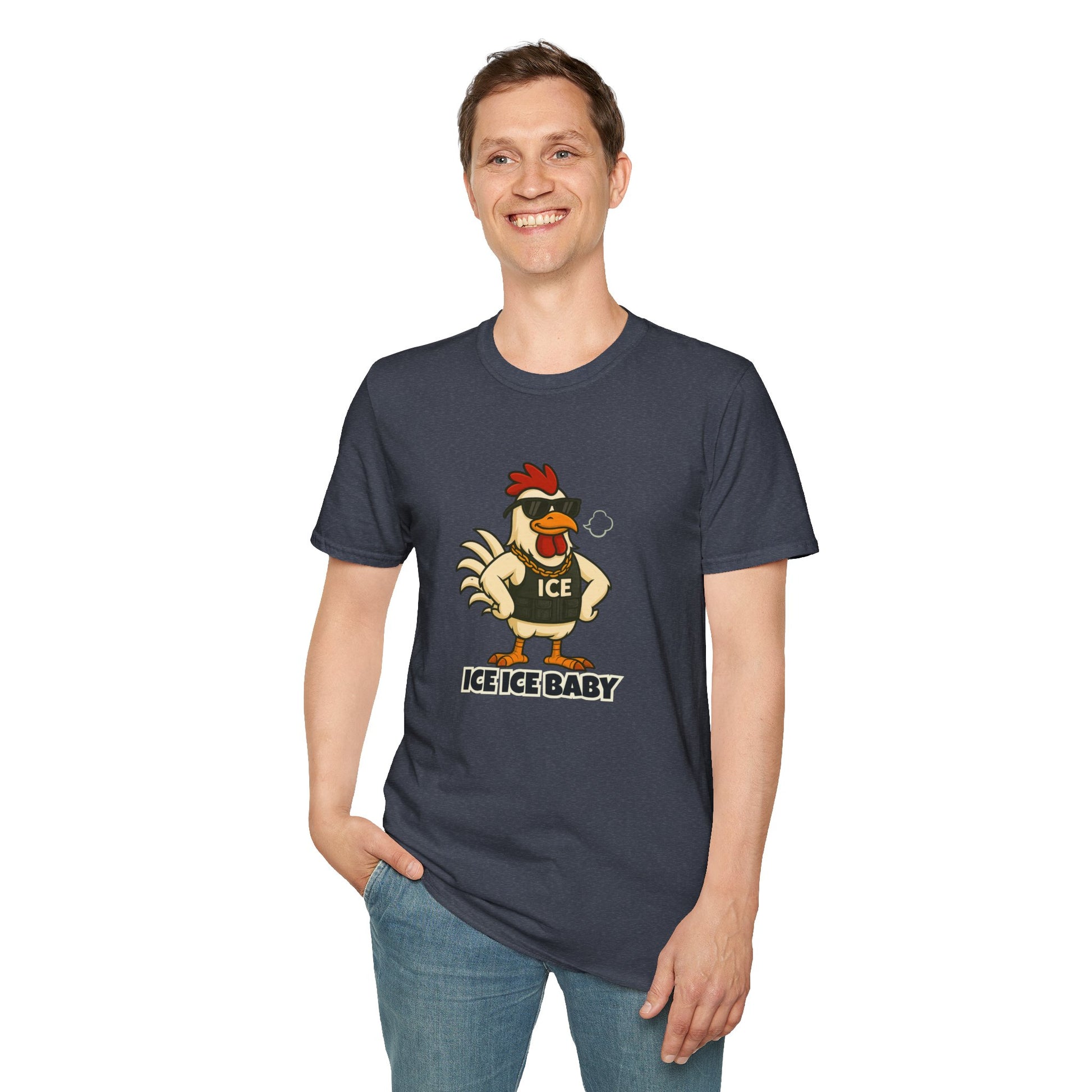 🧊 ICE ICE BABY Funky Chicken Agent T-Shirt – Coop Daddy Parody Tee for Music & Poultry Fans - Chickenpop Apparel Company