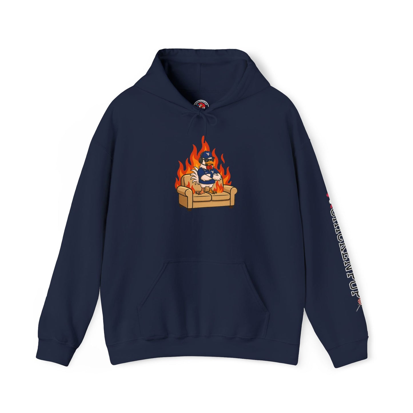 Big Rich Energy Couch Burning Shirt | Funny WVU Mountaineers Football Coach Hoodie | Morgantown Tradition Apparel