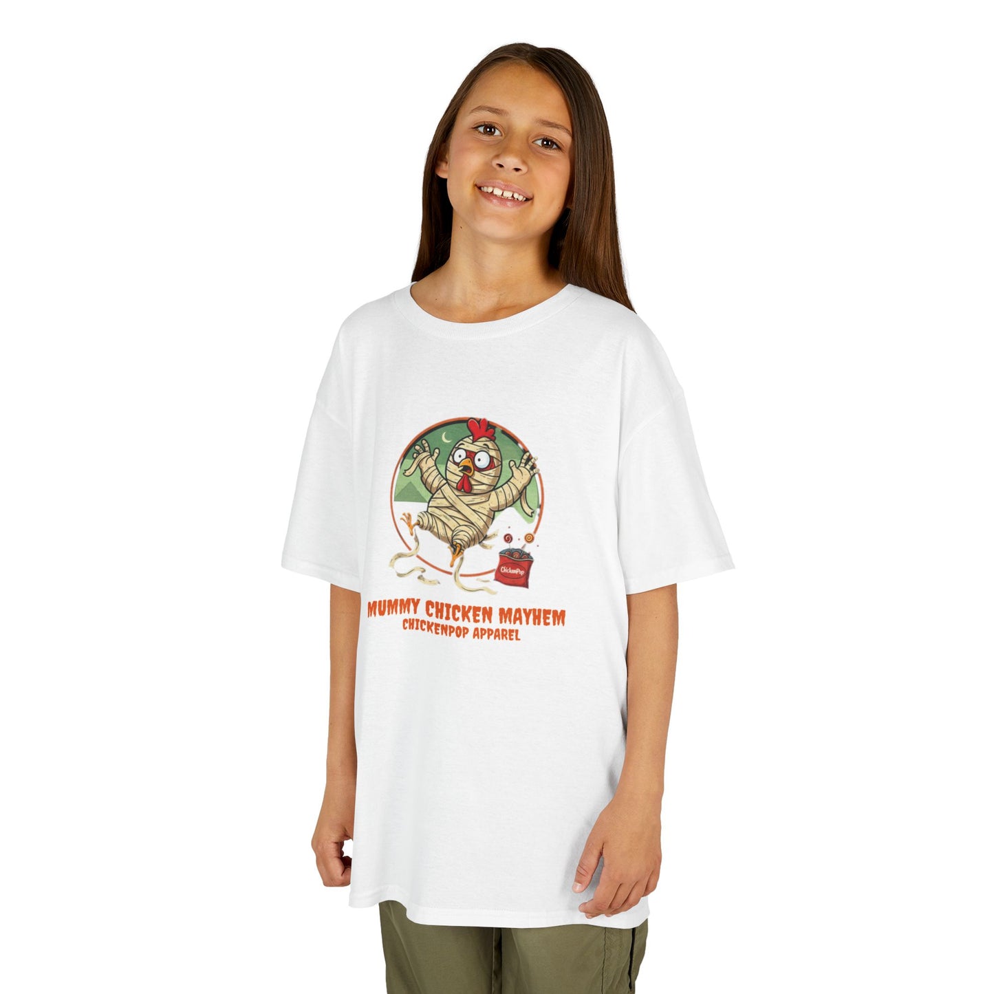 Mummy Chicken Mayhem T-Shirt: Funny Halloween Chicken Costume Shirt | Lil' Cluckers Spooky Apparel