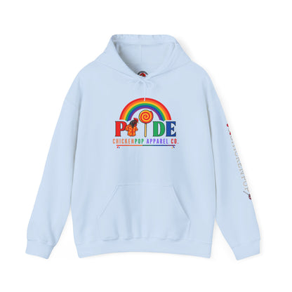 Pride Month Hoodie – ChickenPop Apparel | Rainbow Logo with Coop Daddy – Unisex LGBTQ+ Sweatshirt