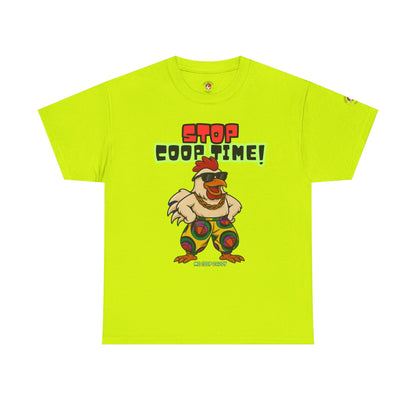 Stop COOP TIME! Funny Chicken T-Shirt – MC Coop Daddy 90s Hip Hop Parody Tee | Unisex Heavy Cotton | ChickenPop Apparel