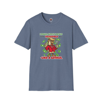 Cock-a-Doodle-Don “Like a Genius” Money Deal Rooster Tee – Funny Political Satire Shirt | ChickenPop Apparel Co.