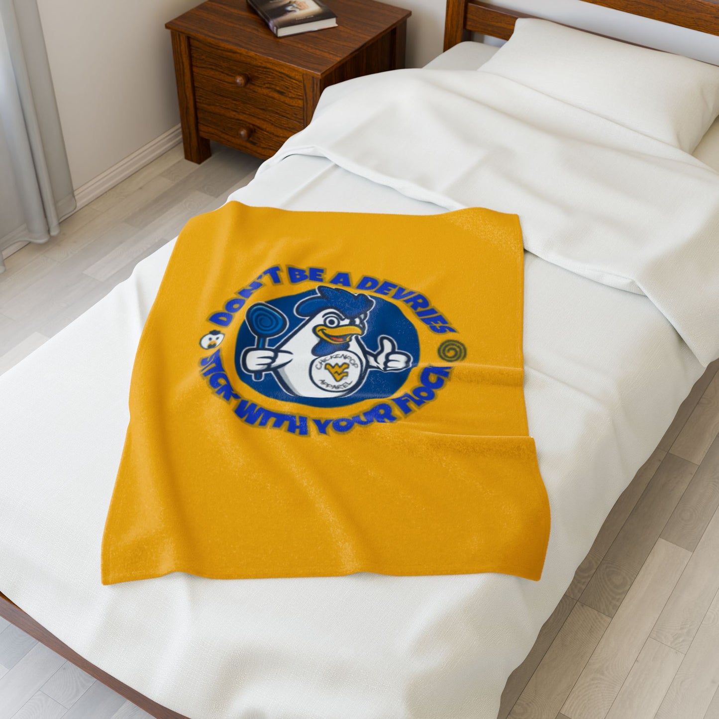 Don't Be A Devries Original Logo Velveteen Plush Blanket Gold
