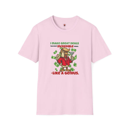 Cock-a-Doodle-Don “Like a Genius” Money Deal Rooster Tee – Funny Political Satire Shirt | ChickenPop Apparel Co.