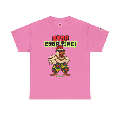 Stop COOP TIME! Funny Chicken T-Shirt – MC Coop Daddy 90s Hip Hop Parody Tee | Unisex Heavy Cotton | ChickenPop Apparel