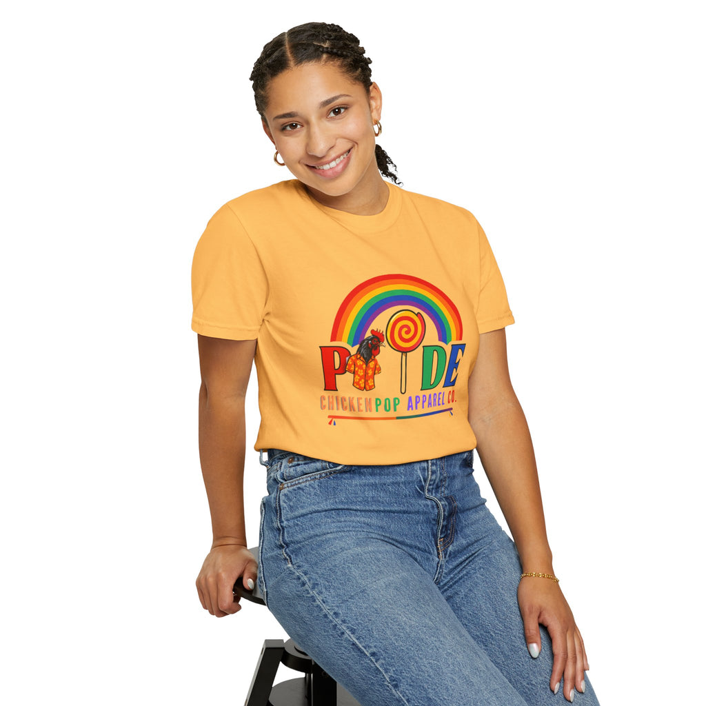 Pride Rainbow Lollipop T-Shirt — "PRIDE" ChickenPop Apparel Co. Graphic Tee