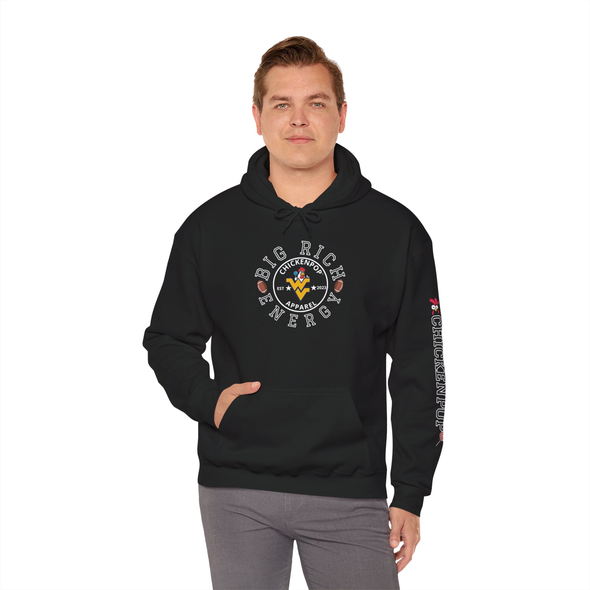 Big Rich Energy WV Logo Unisex Hoodie - ChickenPop Arm Logo Edition