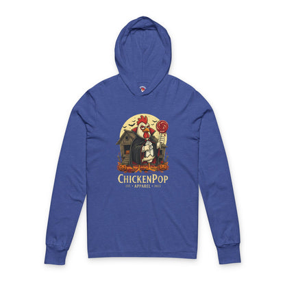 ChickenPop Vampire Rooster Halloween T-Shirt – Funny Spooky Graphic Long Sleeve Hooded, Tee for Fall & Costume Season UNISEX