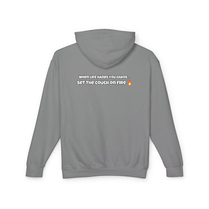 Big Rich Energy Burning Couch Hoodie – Chaos Quote 🔥FREE SHIPPING🔥
