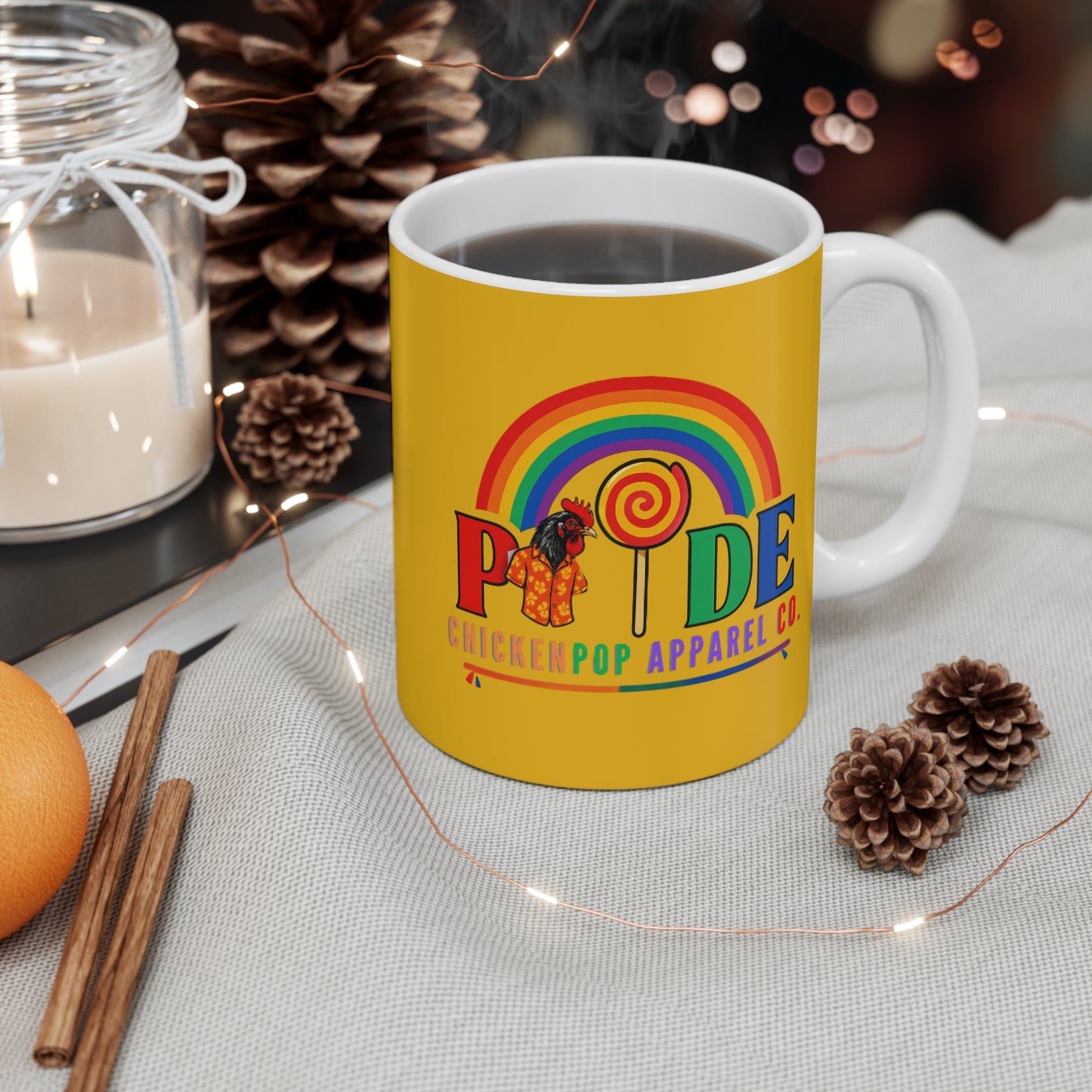 ChickenPop Pride Mug – Rainbow Coffee Mug with Bold Color Design | LGBTQ+ 11oz Ceramic Cup