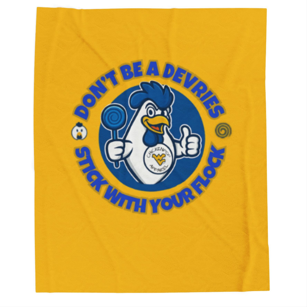 Don't Be A Devries Original Logo Velveteen Plush Blanket Gold