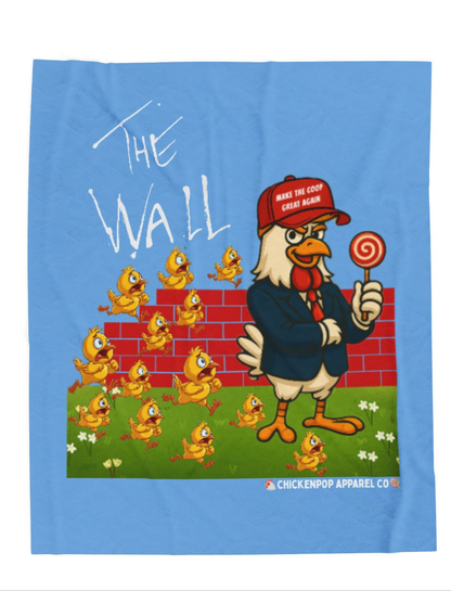 Another Chick Thru The Wall Velveteen Blanket – Funny Political Chicken Throw | Soft, L Satire Blanket for Couch, Bed, or Statement Decor