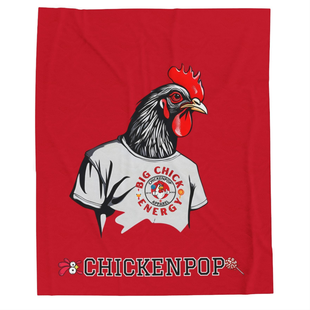 Giant Rooster Velveteen Plush Blanket Red