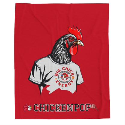 Giant Rooster Velveteen Plush Blanket Red