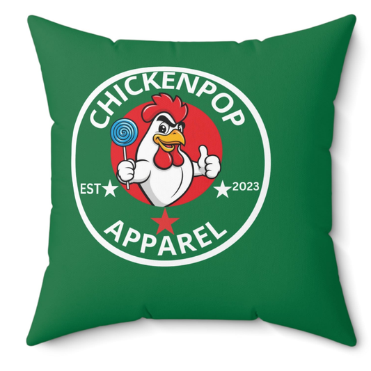 Original ChickenPop Logo Spun Polyester Square Pillow Red