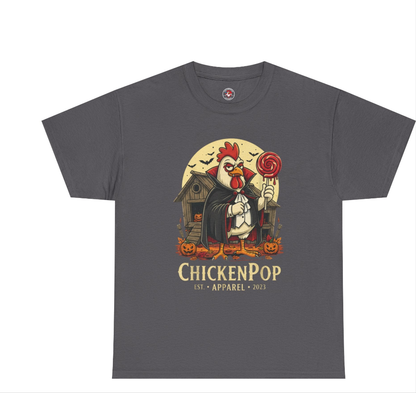 ChickenPop Sucker For a Pop Vampire Rooster Halloween T-Shirt – Funny Spooky Graphic Tee for Fall & Costume Season
