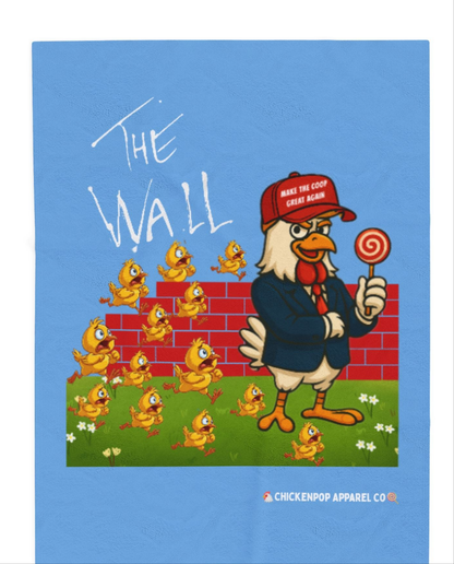 Another Chick Thru The Wall Velveteen Blanket – Funny Political Chicken Throw | Soft, L Satire Blanket for Couch, Bed, or Statement Decor