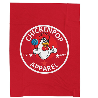 ChickenPop Original Logo Velveteen Plush Blanket Red